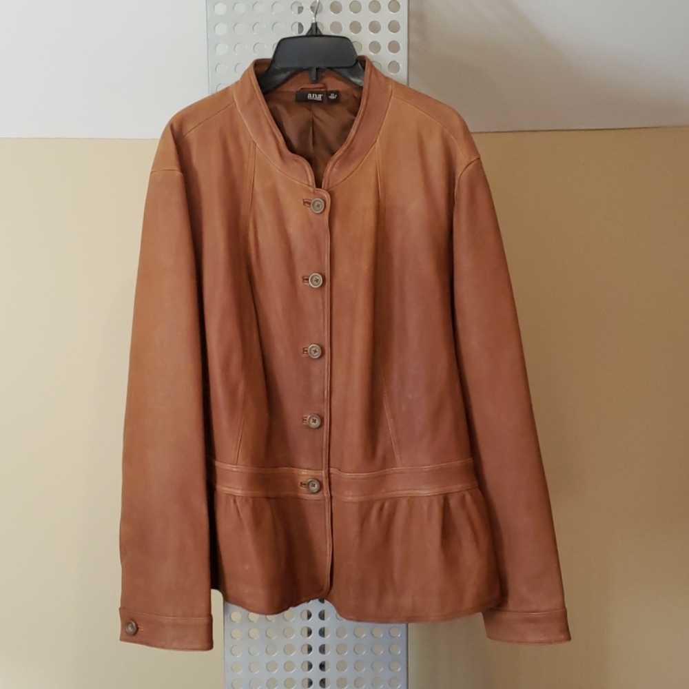Ana Distressed Brown 100% Leather Jacket